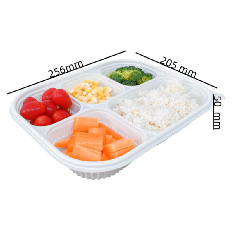 Hitray 5 Comp. 1100ML Take Out Lunch Box PLA Meat Tray
