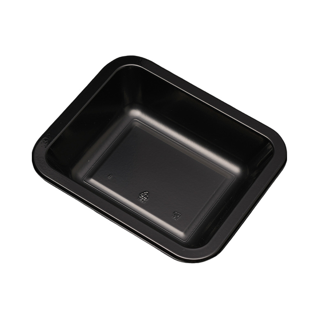 Hitray 032 8 oz. Rectangular Black CPET Tray 