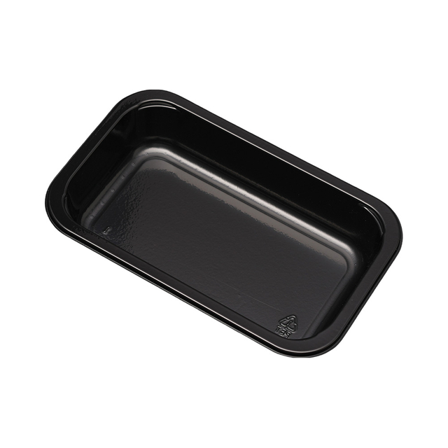 Hitray 031 17 oz. Rectangular Black CPET Tray 