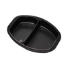 Hitray Hi16 15 oz.2 Compartment Rectangular Black CPET Tray