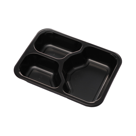 Hitray Hi09 22 oz.3 Compartment Rectangular Black CPET Tray