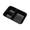Hitray Hi15 25 oz. 3 Compartment Rectangular Black CPET Tray