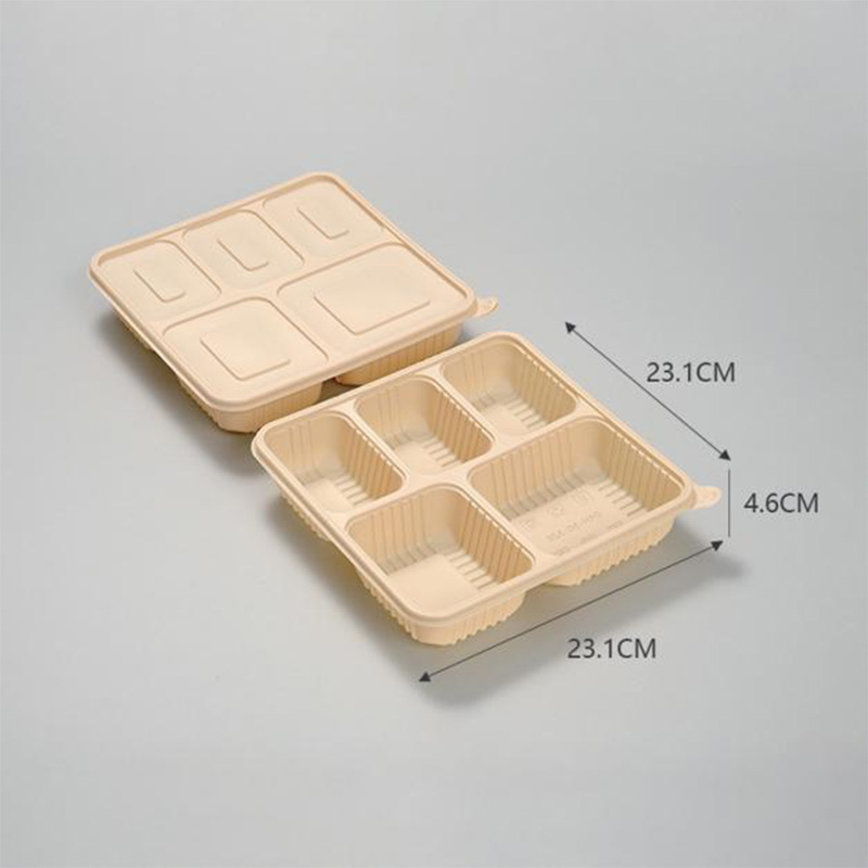 Hitray Large Size 5 Comp. Square Cornstarch Food Container