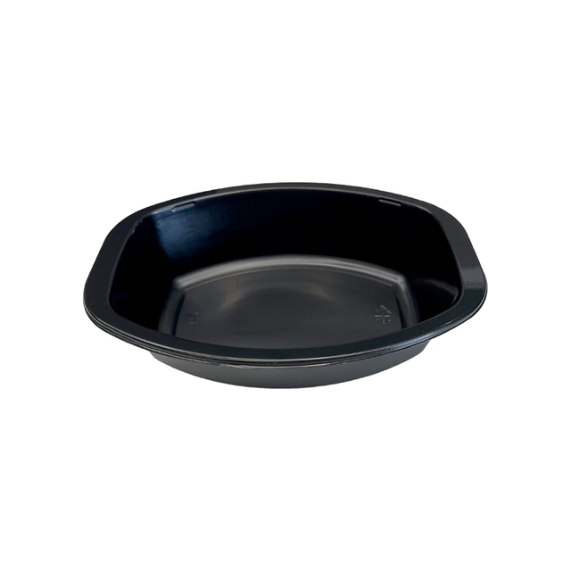 Hitray Hi29 20 oz. Bandeja de cpet negro rectangular