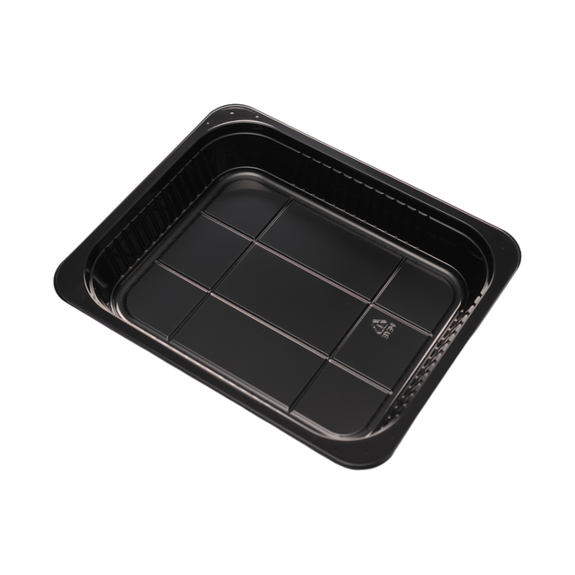 Hitray 003 88 oz. Rectangular Large Black CPET Tray