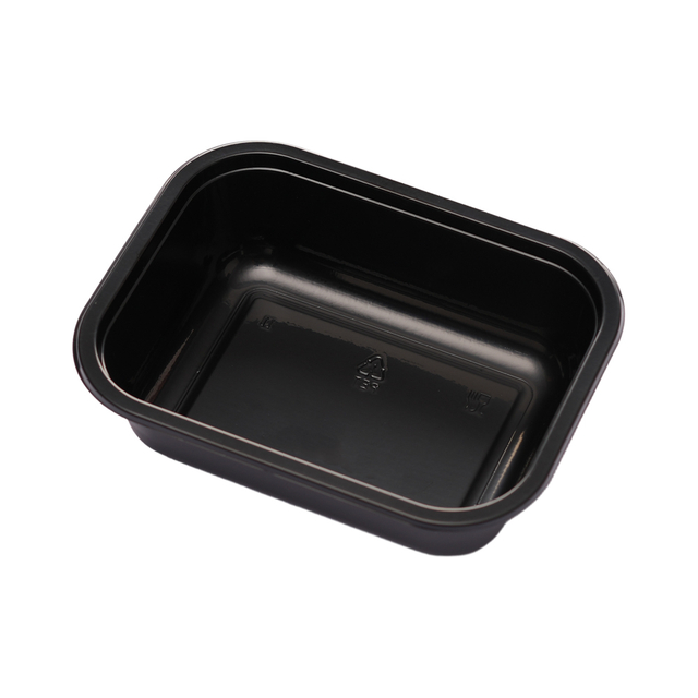 Hitray 022 19 oz. Rectangular Black CPET Tray