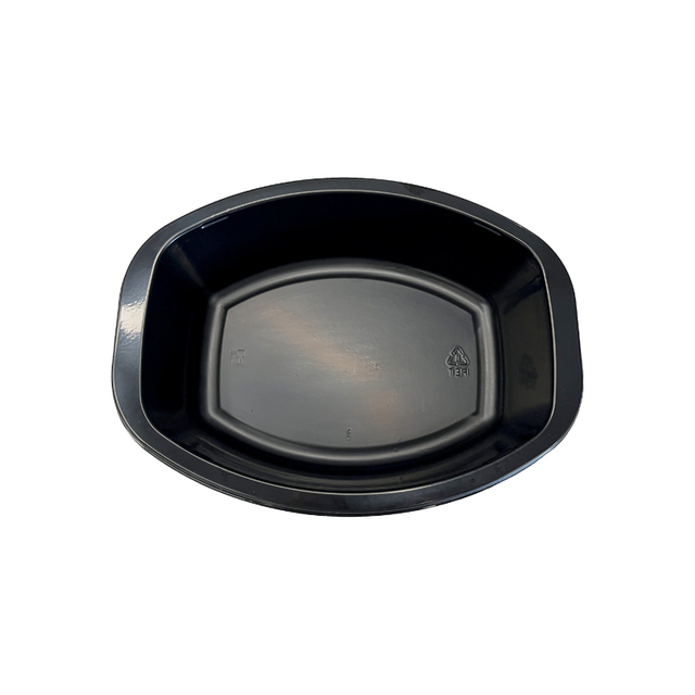 Hitray Hi29 20 oz. Bandeja de cpet negro rectangular