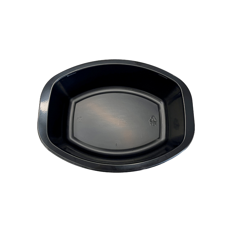 Hitray hi29 20 oz. Rectangular Black CPET Tray