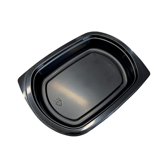 Hitray Hi28 15 oz. Bandeja de cpet negro rectangular