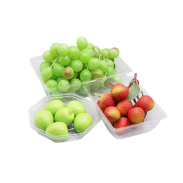 Hi Tray Clear PET Plastic Round Fruit Box Disposable Tray 6.81 X 6.81 Inches