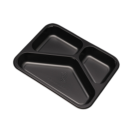 Hitray 038 24oz. Rectangular Black CPET Tray 