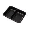 Hitray Hi07 25 oz.2 Compartment Rectangular Black CPET Tray