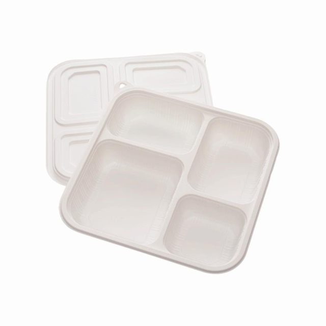 Hitray Biologisch abbaubar 1000ml 4Comp. Rechteckige Pla -Fleischschale