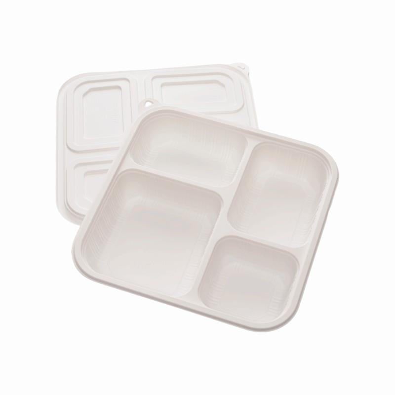 Hitray Biodegradable 1000ML 4Comp. Rectangular PLA Meat Tray