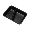Hitray Hi17 37 oz.2 Compartment Rectangular Black CPET Tray