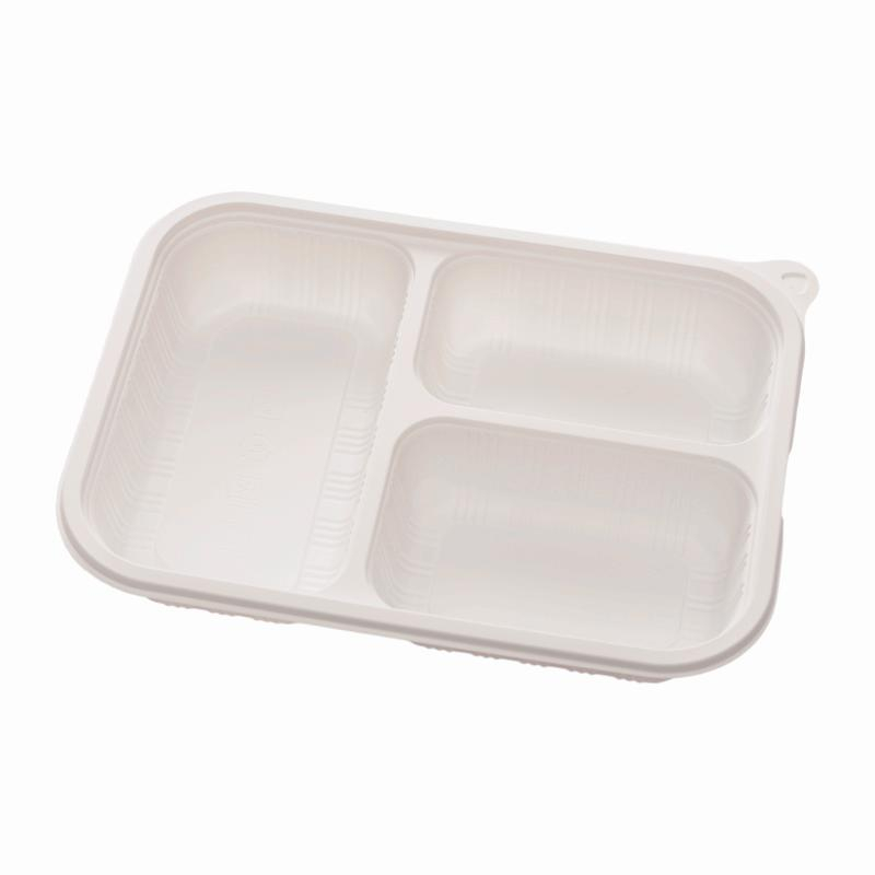 Hitray Biodegradable 850ML 3 Comp. Rectangular PLA Meat Tray