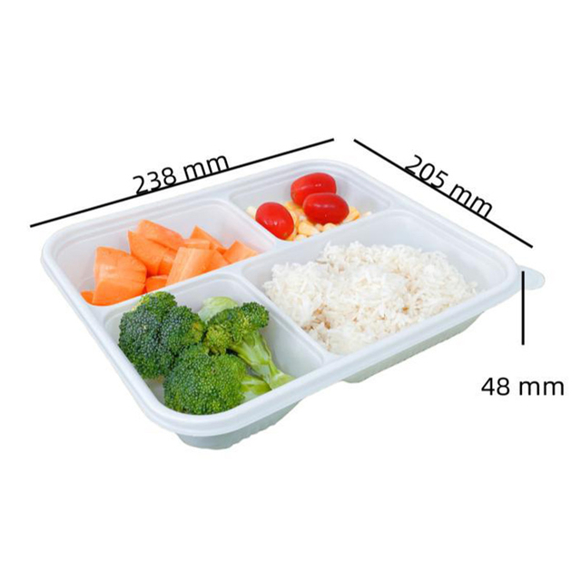 Hitray Biologisch abbaubar 1000ml 4Comp. Rechteckige Pla -Fleischschale