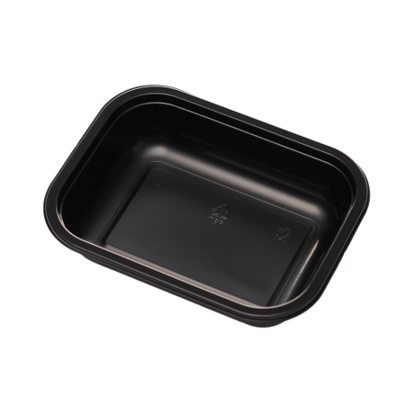 Hitray 011 15 oz. Rectangular Black CPET Tray