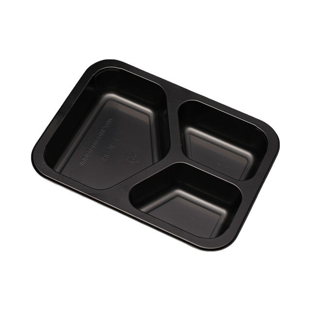 Hitray hi41 23 oz. Rectangular Black CPET Tray