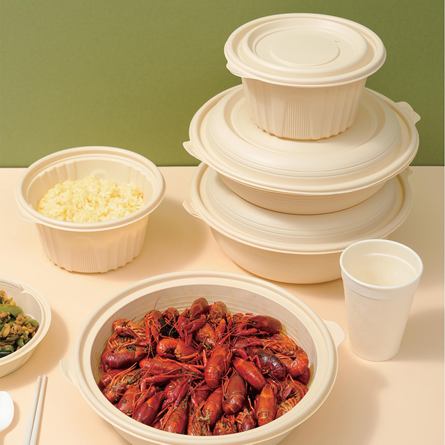 Hitray 750ml Round Biodegradable Corn Starch Lunch Container 