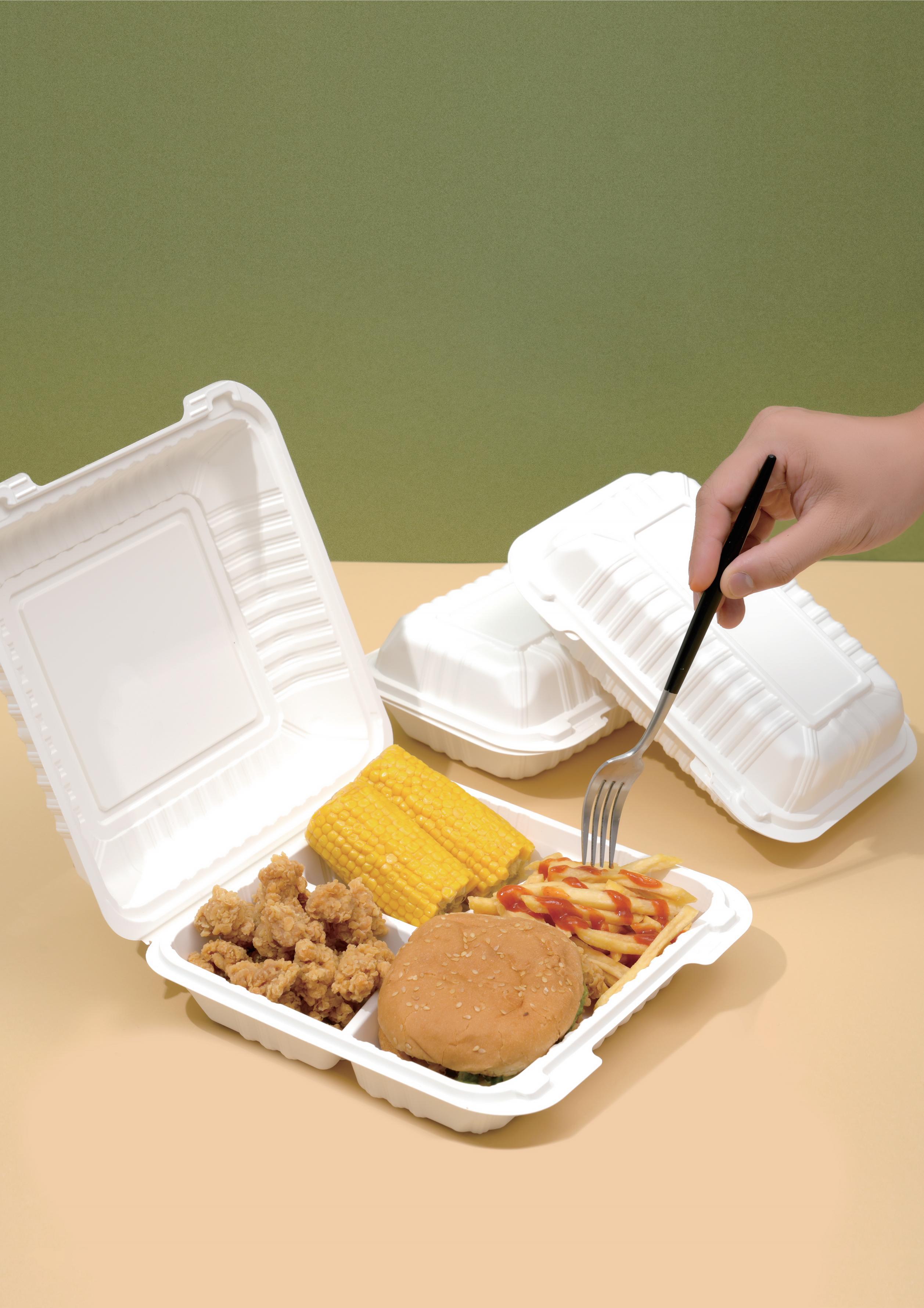 Hitray Biodegradable Connected Lunch Box Cornstarch Food Container