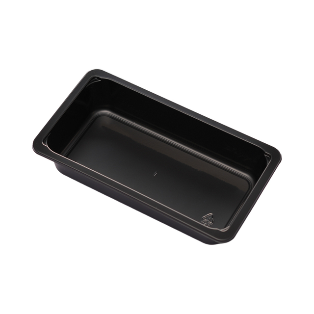 Hitray 009 12 oz. Rectangular Black CPET Tray