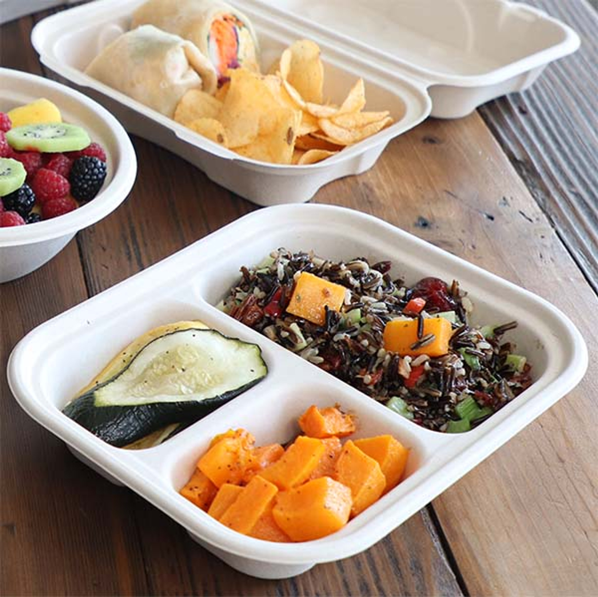 Hitray 15-30 Oz One Compartment Rectangular Custom Size PLA Trays