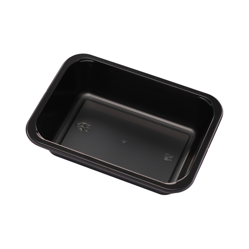 Hitray Hi14 22 oz. 1 Compartment Rectangular Black CPET Tray