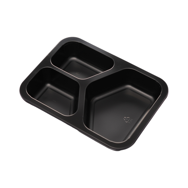 Hitray 017 25 oz. Rectangular Black CPET Tray