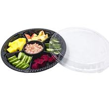 Hi Tray Clear PET Round Fruit Box Disposable Plastic Tray 10.63 X 10.63 X 1.97 Inches