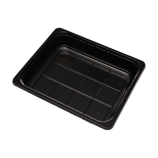 Hitray 007 118 oz. Rectangular Large Black CPET Tray