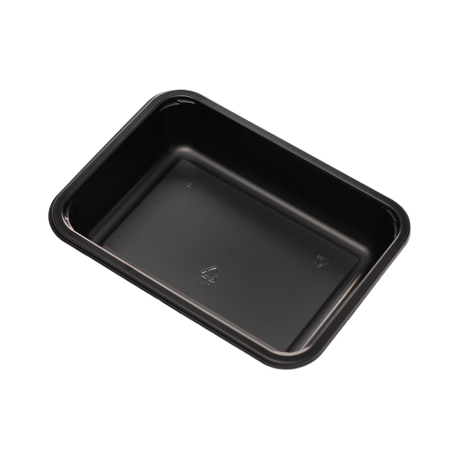 Hitray 004 21 oz. Rectangular Black CPET Tray