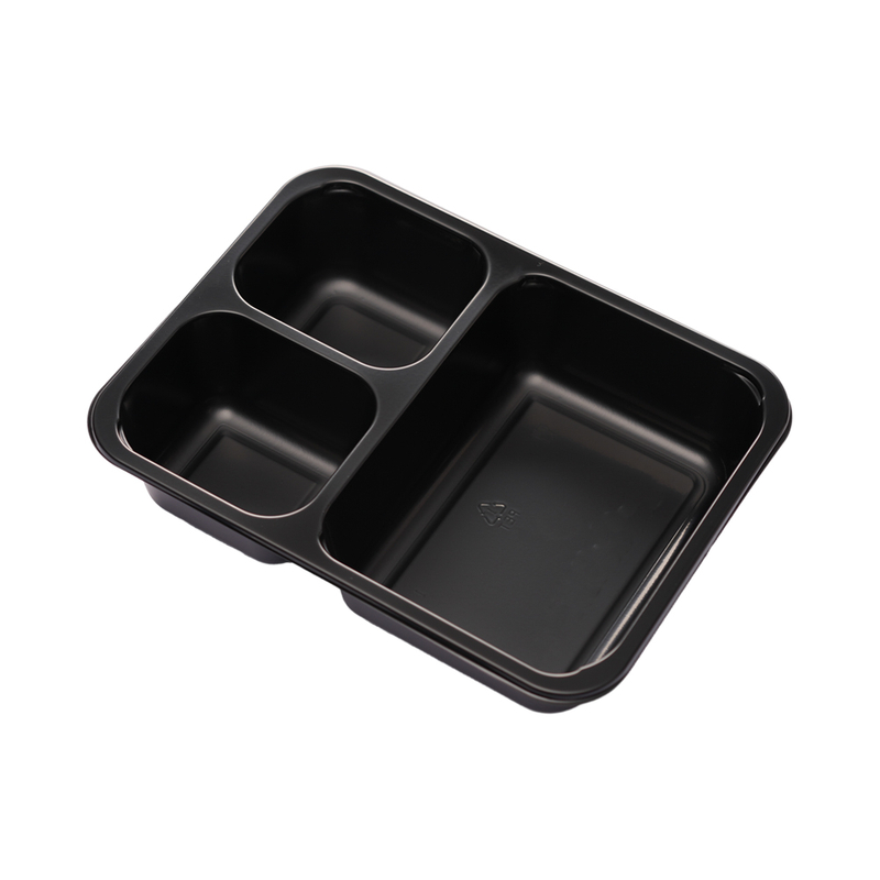 Hitray 012 27 oz. Bandeja de cpet negro rectangular