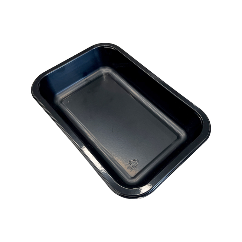 Hitray Hi05 16 oz. 1 Compartment Rectangular Black CPET Tray