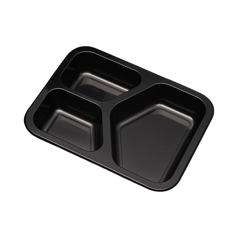 Hitray hi42 27 oz. Rectangular Black CPET Tray