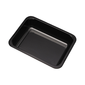 Hitray hi38 34 oz. Rectangular Black CPET Tray