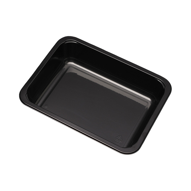 Hitray Hi38 34 oz. Rechteckige schwarze CPET -Tablett