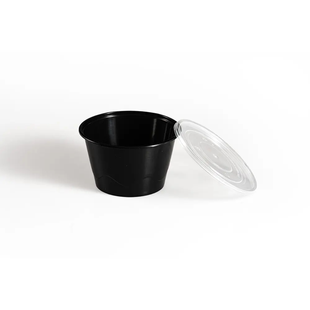 Hi-tray Black 0.75oz 1oz 2oz Take Away PP Plastic Restaurant Sauce Container