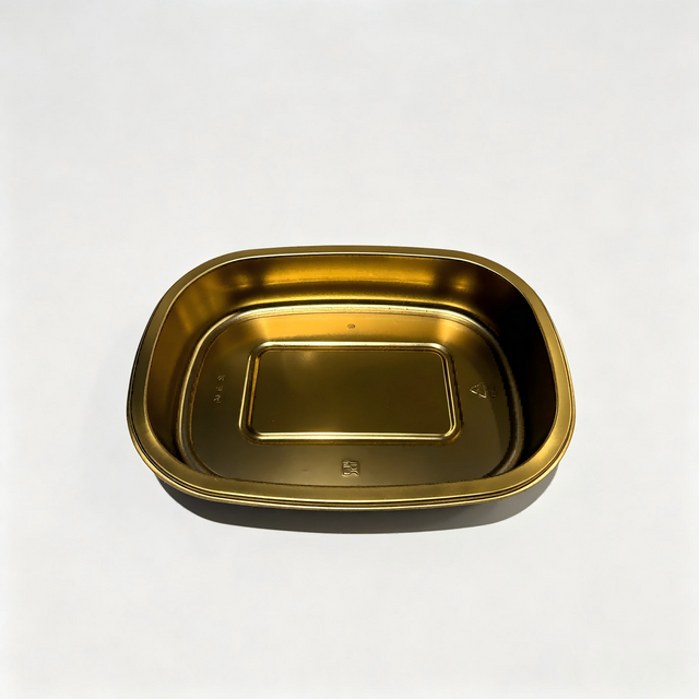 Hitray hs118 27 oz. Rectangular Gold CPET Tray