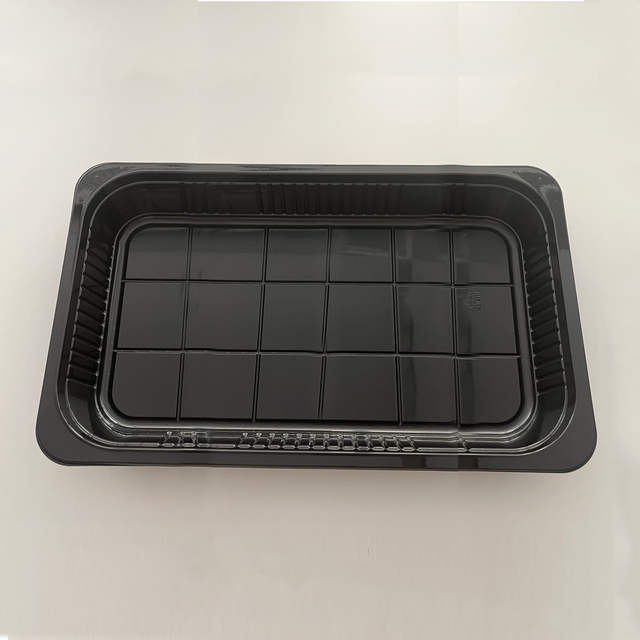 Hitray 048 430 oz. Rectangular Family Size Black CPET Tray
