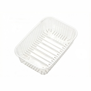 Hitray 11.4x7.7x2.9 inch Clear Rounded Corners PET Food Tray