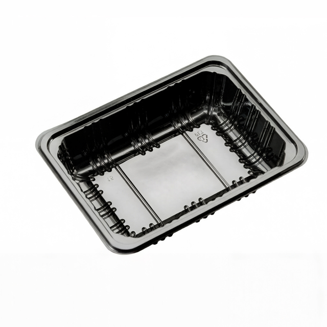 Hitray 7.1x5.1x1.6 inch PET Food Tray, Black Plastic PET Trays