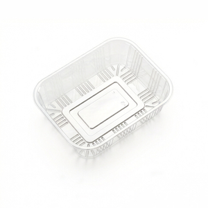 Hitray 8.1x6.1x2.2 inch Clear PET Food Tray, Rounded Corners Rectangular Plastic PET Trays